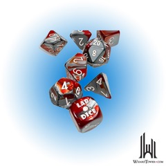 Gemini - 7-Die Set Polyhedral - Red Steel / White